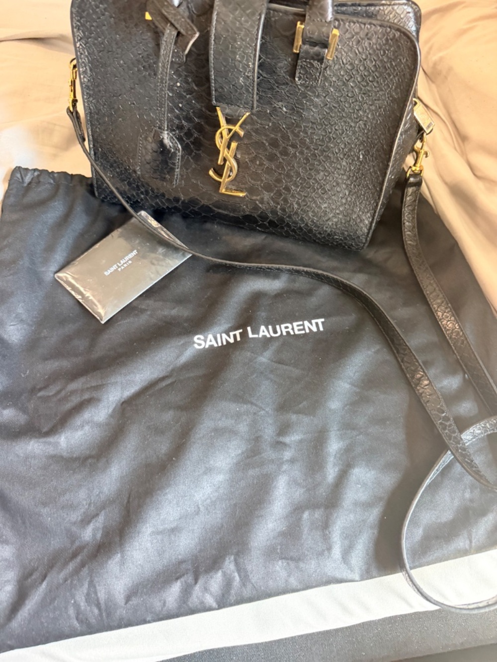 YSL Cabas Monogram Python Embossed Satchel - Picture 8 of 12